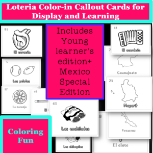 Loteria Color-in Callout Cards for Display and Learning