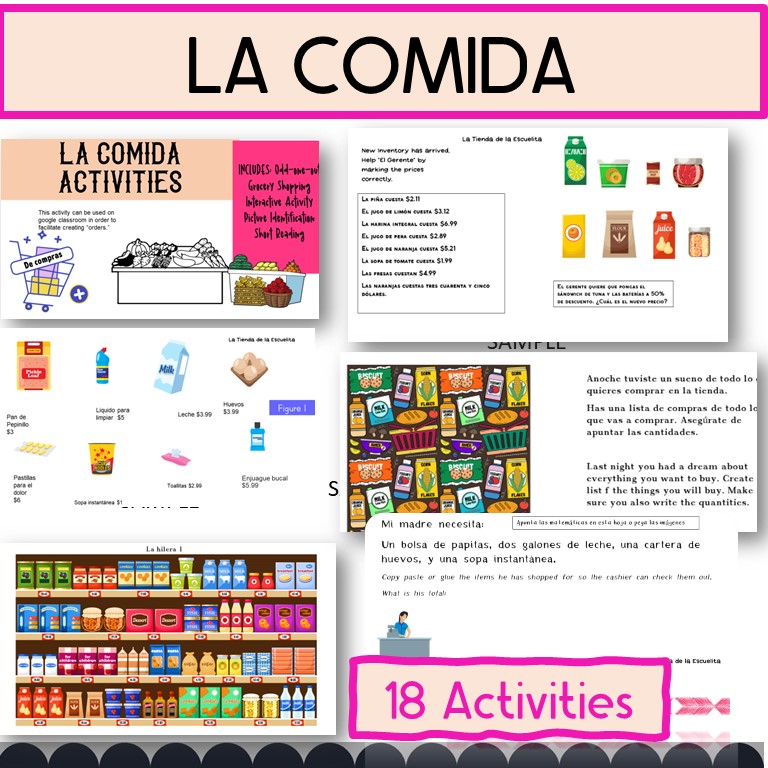 La Comida - Food and Grocery Spanish Vocabulary
