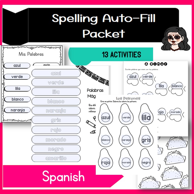 Spelling Auto-Fill Packet for 20 Words