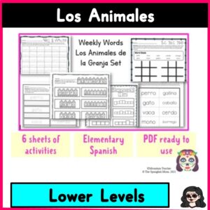 Animales de la Granja Vocabulary Elementary Spanish Weekly Sheet