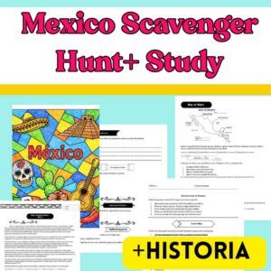 México Cultural Activities Bundle | History Reading, Scavenger Hunt & Coloring A